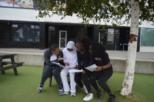 Hannah, Zainab, Riches & Rejoice looking at their results